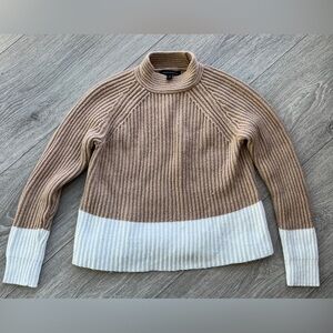 Banana Republic Tan and Cream Turtleneck Sweater
